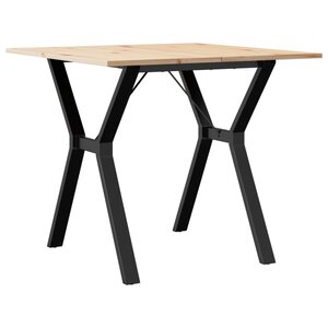 vidaXL Table à manger cadre en Y 80x80x75 cm bois de pin massif acier