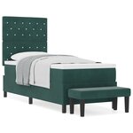 vidaXL Lit à Ressorts avec Matelas & Banc Vert Foncé 80x200 cm Velours