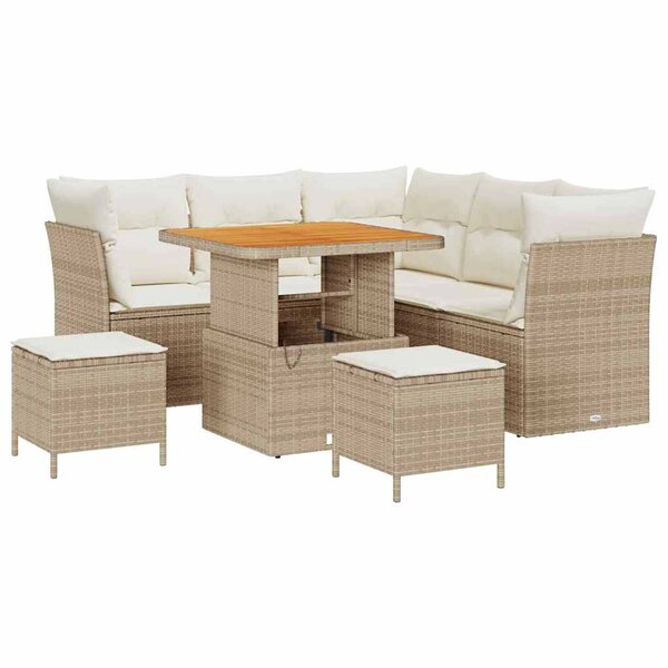 vidaXL Ensemble de canapé de jardin avec coussin 8 Pièces beige et crème