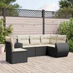 vidaXL Salon de jardin 5 Pièces avec coussins noir résine tressée