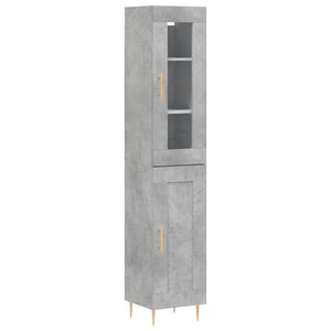 vidaXL Buffet haut Gris béton 34 5x34x180 cm Bois d'ingénierie