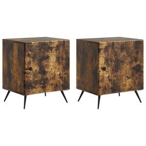 vidaXL Cabinet de chevet 2 Pièces Chêne fumé 43 x 34 5 x 50 cm