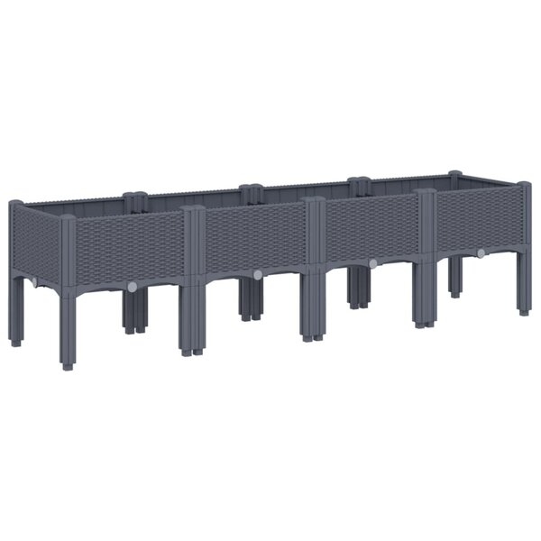 vidaXL Jardinière avec pieds gris 160x40x42 cm PP