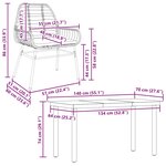 vidaXL Ensemble à manger de jardin et coussins 5 Pièces noir rotin verre
