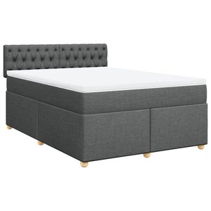 vidaXL Sommier à lattes de lit avec matelas Gris foncé 140x190cm Tissu
