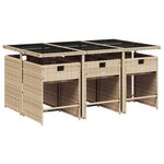 vidaXL Ensemble à manger de jardin et coussins 7 Pièces beige poly rotin
