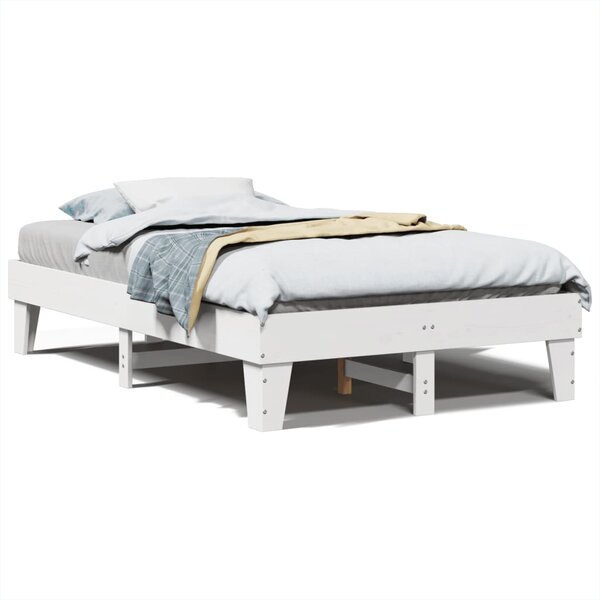 vidaXL Cadre de lit sans matelas blanc 135x190 cm bois de pin massif