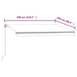 vidaXL Auvent rétractable automatique 300x250 cm Bleu et blanc