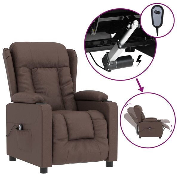 vidaXL Fauteuil inclinable électrique Marron Similicuir