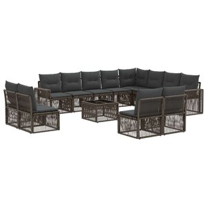vidaXL Ensemble de canapé de jardin 13 pc Gris et Gris foncé polyrotin