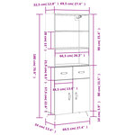 vidaXL Buffet haut Sonoma gris 69 5x34x180 cm Bois d'ingénierie
