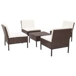 Salon de jardin meuble d'extérieur ensemble de mobilier 5 pièces avec coussins résine tressée marron 02_0016461