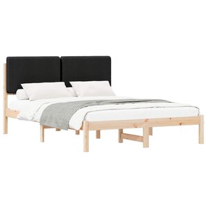 vidaXL Cadre de lit avec tête de lit rembourrée Noir 140 x 200 cm