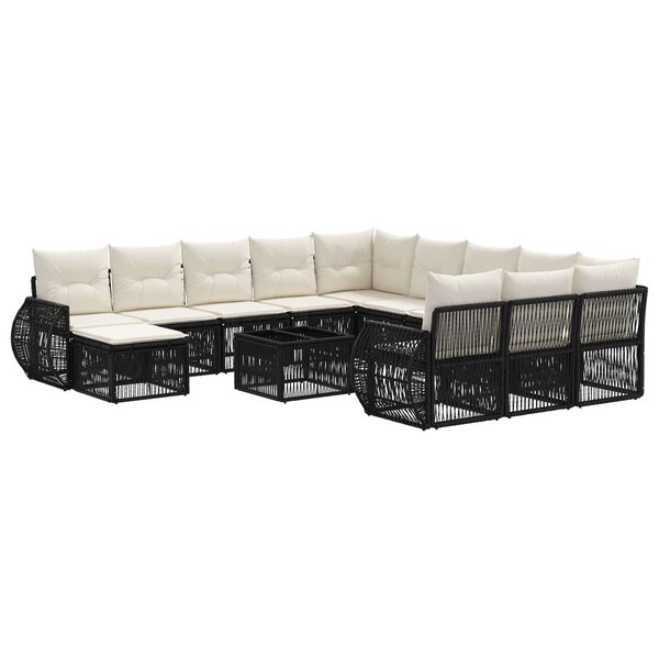 vidaXL Ensemble de canapé de jardin 13 Pièces Noir polyrotin