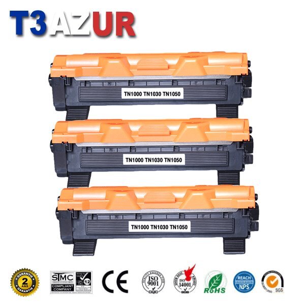 3 Toners compatibles avec Brother TN1050 pour Brother DCP1510  DCP1512  DCP1610W  DCP1612W - 1 000 pages - T3AZUR