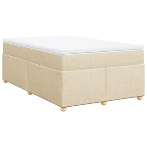 vidaXL Sommier à lattes de lit avec matelas Crème 120x200 cm Tissu