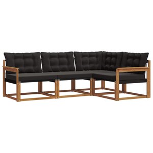 vidaXL Ensemble de canapés d'extérieur 4 pc Naturel et Noir