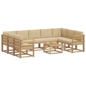 vidaXL Ensemble de canapés d'extérieur 10 pc Blanc et Beige Polyester