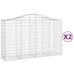 vidaXL Paniers à gabions arqués 2 Pièces 200x50x120/140 cm Fer galvanisé