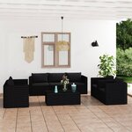 vidaXL Salon de jardin 9 Pièces avec coussins Résine tressée Noir