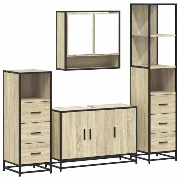 vidaXL Ensemble de meubles de salle de bain 4 Pièces chêne sonoma