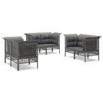 vidaXL Salon de jardin 6 Pièces avec coussins Gris Résine tressée