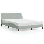 vidaXL Lit avec matelas gris clair 140x190 cm velours