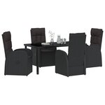vidaXL Ensemble de salle à manger pour jardin 5 Pièces Noir polyrotin