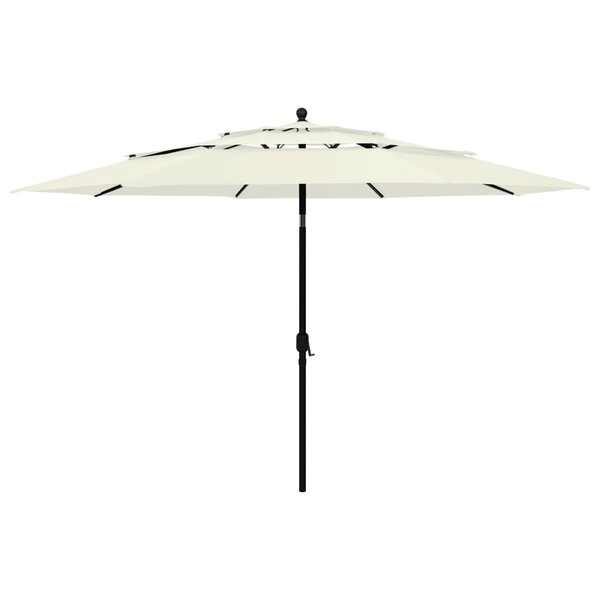 vidaXL Parasol de jardin à 3 niveaux avec mât en aluminium sable 3 5 m