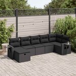 vidaXL Salon de jardin 7 Pièces avec coussins noir résine tressée