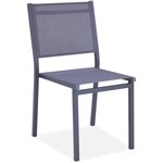 Ensemble repas de jardin 6 personnes Aluminium- Table avec plateau en verre 160x90cm + 6 chaises et assise textilene -  Gris