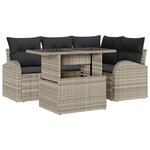 5 pièces de canapé de jardin vidaXL Gris clair Rattan Poly