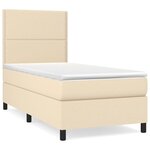 vidaXL Sommier à lattes de lit avec matelas Crème 100x200 cm Tissu