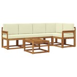 vidaXL Ensemble de canapés d'extérieur 6 pc Naturel et Crème