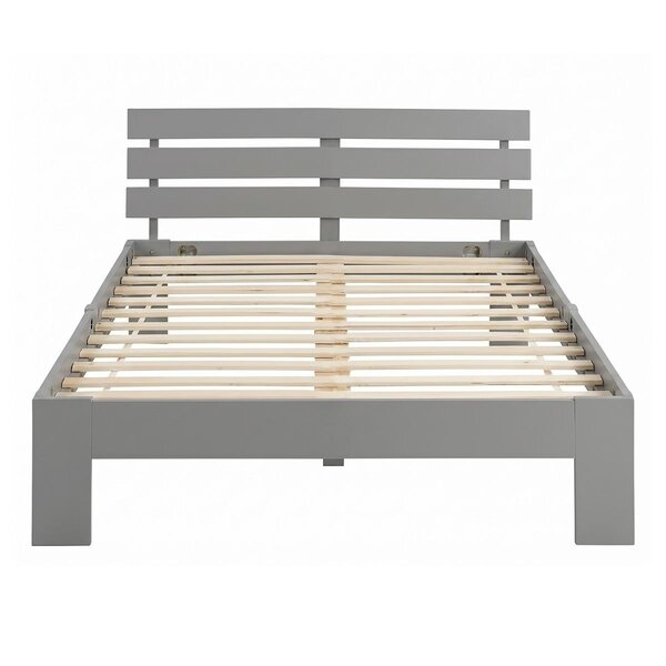 Lit futon 120x200 cm gris en pin massif avec matelas mousse et sommier a lattes