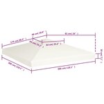 vidaXL Toile supérieure de belvédère 310 g / m² 3 x 3 m Blanc crème