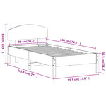 vidaXL Cadre de lit sans matelas cire marron 90x190 cm bois pin massif