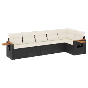 vidaXL Salon de jardin 6 Pièces avec coussins noir résine tressée