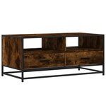 vidaXL Table basse chêne fumé 100x50x45 cm bois d'ingénierie et métal