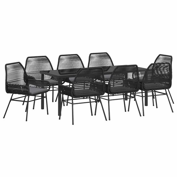 vidaXL Ensemble de salle à manger pour jardin 9 Pièces Noir polyrotin