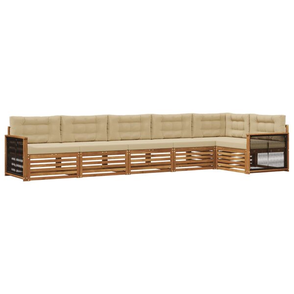 vidaXL Ensemble de canapés d'extérieur 6 Pièces Naturel et Beige
