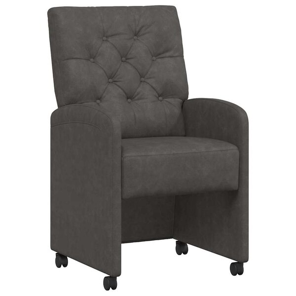 vidaXL Chaises de Salle à Manger avec Roues 2 pc Faux cuir Noir