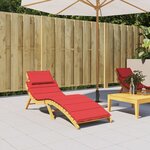 vidaXL Coussin de chaise longue rouge 186x58x4 cm tissu oxford