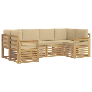 vidaXL Ensemble de canapés d'extérieur 5 Pièces Blanc et Beige