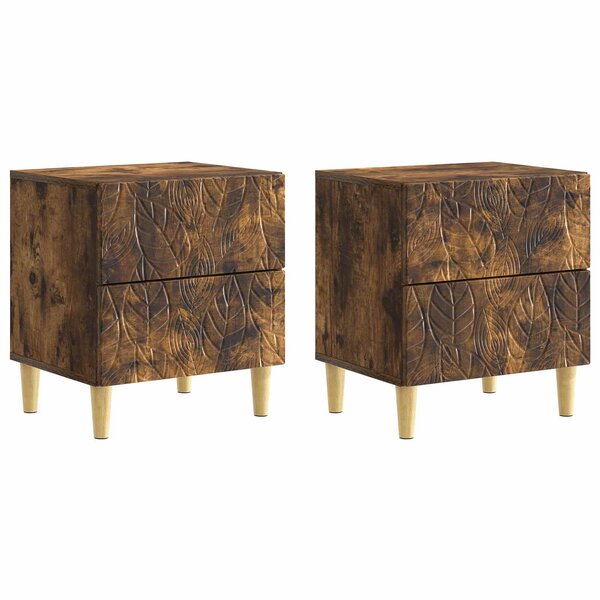 vidaXL Table de chevet 2 Pièces Chêne fumé 43 x 34 5 x 48 cm