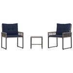 vidaXL Ensemble de meubles d'extérieur 3 pc Gris et marine
