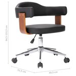 vidaXL Chaise pivotante de bureau Noir Bois courbé et similicuir