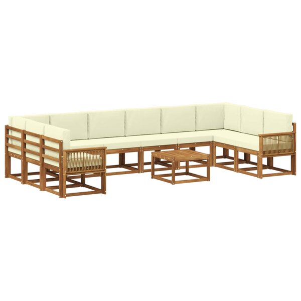 vidaXL Ensemble de canapés d'extérieur 11 pc Naturel et Crème