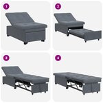 vidaXL Canapé-lit 3-en-1 en velours gris foncé