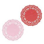 60 napperons ronds papier rose-rouge-blanc Ø 10-14 cm